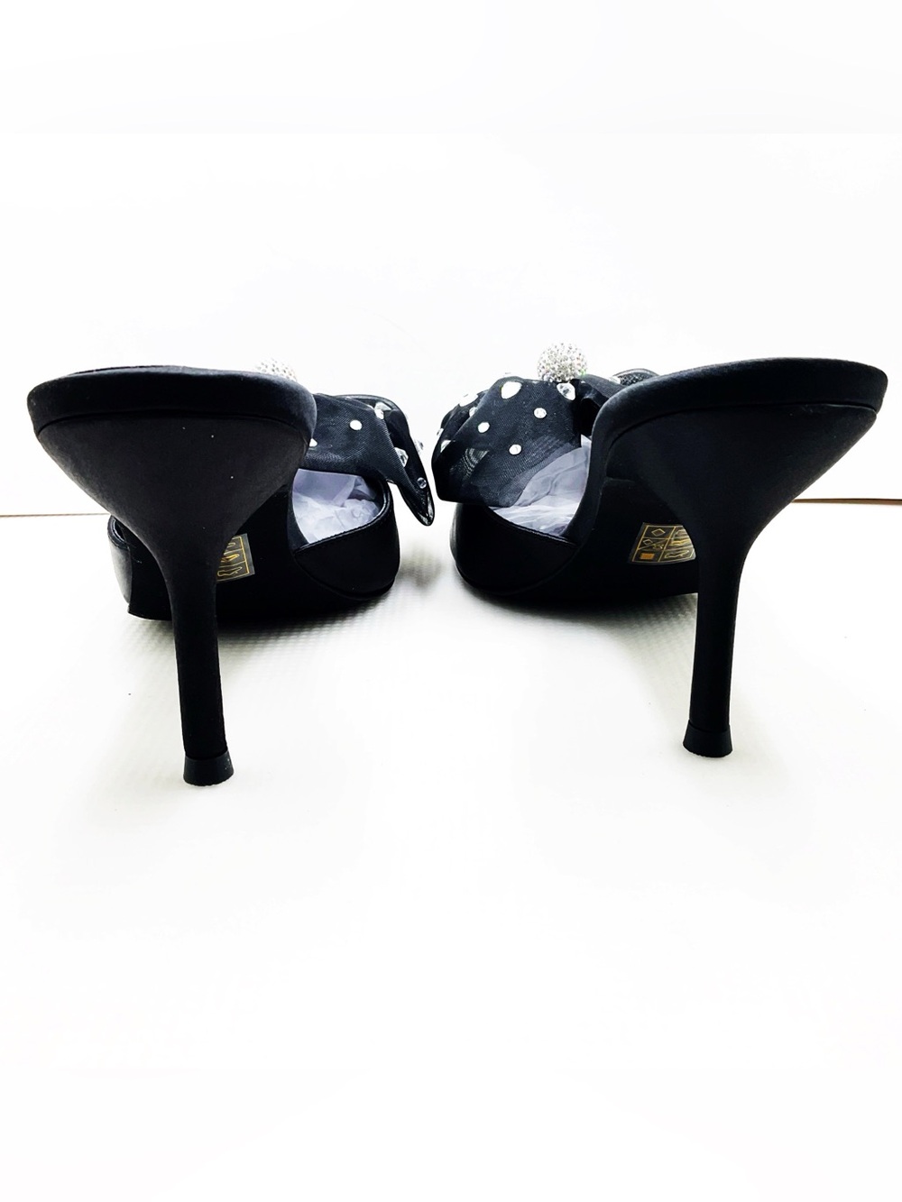 🆕{Jeffrey Campbell} Party Crasher Bow Pointed-Toe Crystal Mules - Picture 11 of 16